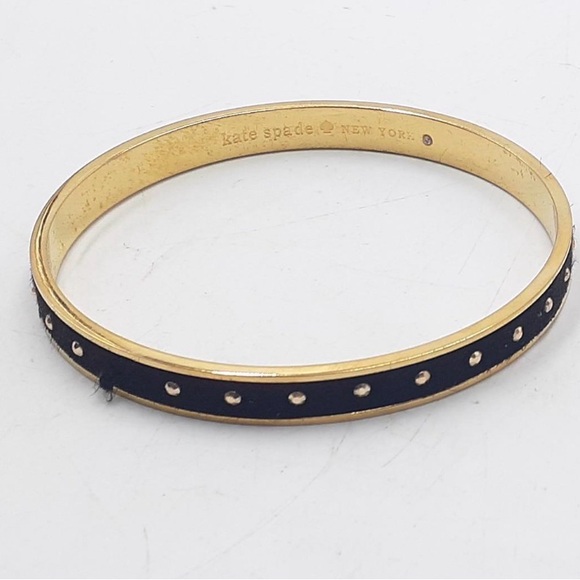 Kate Spade New York Gold Tone & Black Studded Bangle Bracelet 2312 - Picture 2 of 3